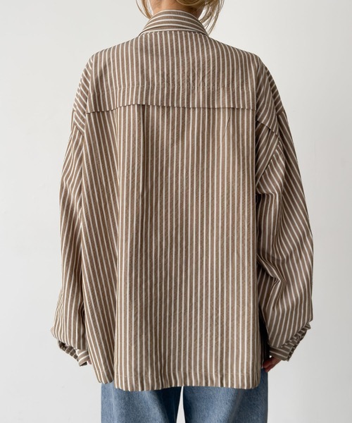 CANAL JEAN(キャナルジーン)の「choice_cnl ストライプシャツ(シャツ/ブラウス・レディース・ホワイト/ブラウン・ONE SIZE)」の13枚目の写真