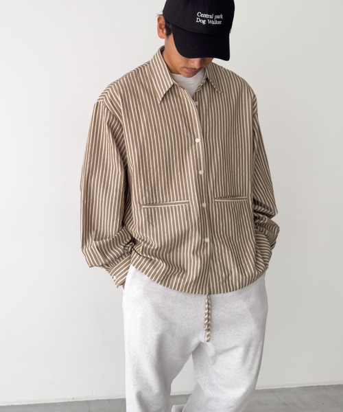 CANAL JEAN(キャナルジーン)の「choice_cnl ストライプシャツ(シャツ/ブラウス・レディース・ホワイト/ブラウン・ONE SIZE)」の17枚目の写真