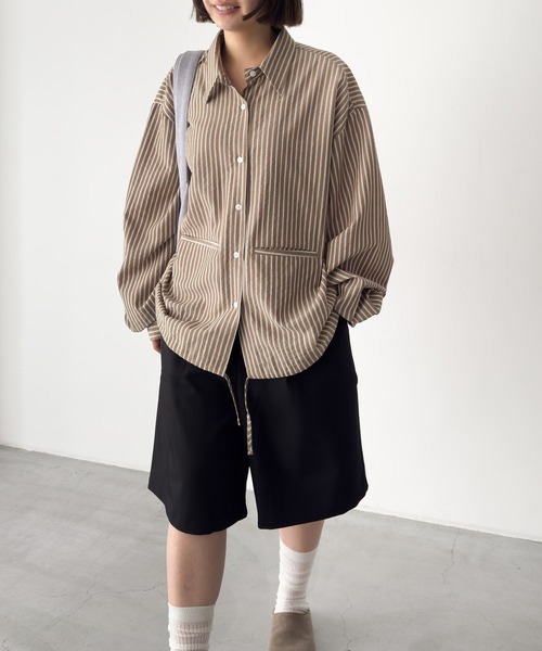 CANAL JEAN(キャナルジーン)の「choice_cnl ストライプシャツ(シャツ/ブラウス・レディース・ホワイト/ブラウン・ONE SIZE)」の20枚目の写真