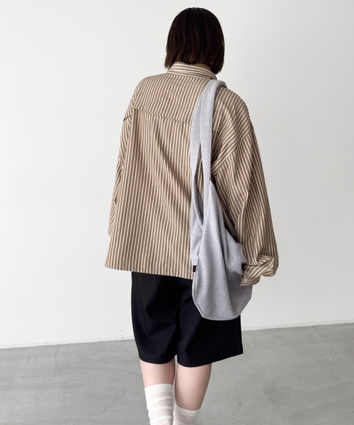 CANAL JEAN(キャナルジーン)の「choice_cnl ストライプシャツ(シャツ/ブラウス・レディース・ホワイト/ブラウン・ONE SIZE)」の19枚目の写真