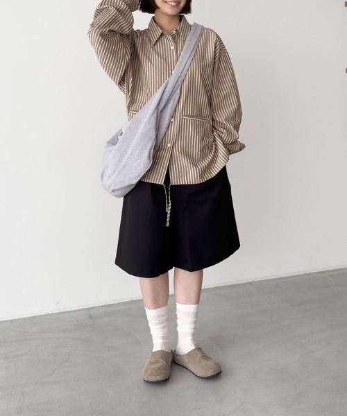 CANAL JEAN(キャナルジーン)の「choice_cnl ストライプシャツ(シャツ/ブラウス・レディース・ホワイト/ブラウン・ONE SIZE)」の18枚目の写真