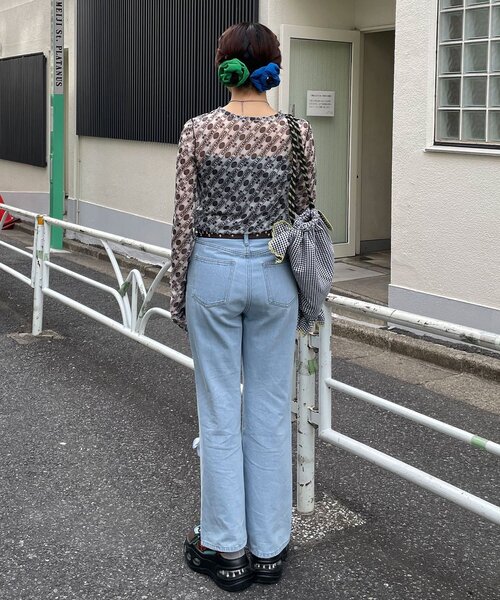 HELLO.SANFRANCISCO(ハローサンフランシスコ)の「【HELLO.SANFRANCISCO/ハローサンフランシスコ】カラフルリボンフレアデニム(デニムパンツ・レディース・ブルー/サックスブルー・MEDIUM/SMALL)」の5枚目の写真
