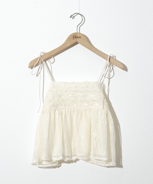 flower（フラワー）の「フローラルレースビスチェ（キャミソール・レディース・ブラック/アイボリー・FREE）」の2枚目の写真