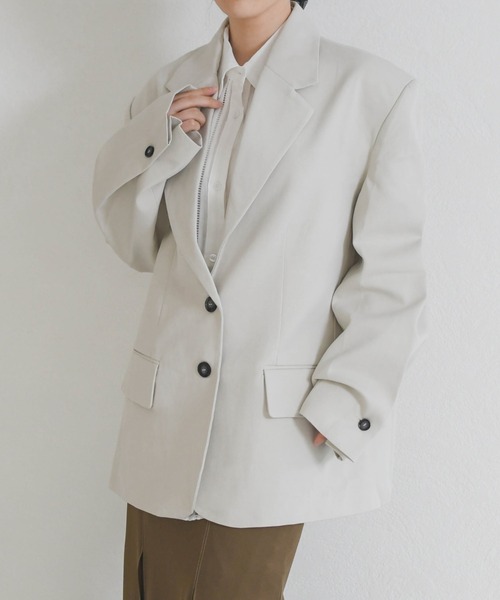 31 Sons de mode(トランテアン ソン ドゥ モード)の「きれいめシングルテーラードジャケット(テーラードジャケット・レディース・ブラウン/アイボリー・フリ-)」の2枚目の写真