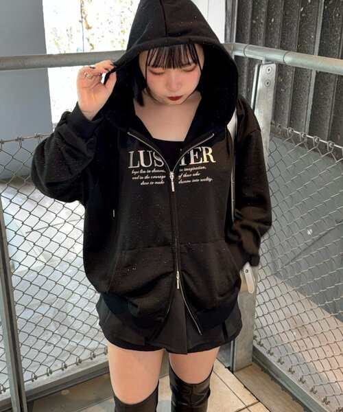 continuer de NICE CLAUP(コンティニューデナイスクラップ)の「【丈違い】キラキラパーカー(パーカー・レディース・ピンク/ブラック系その他/トップグレー/グレー系その他2/ブラック/ピンク系その他・FREE)」の16枚目の写真