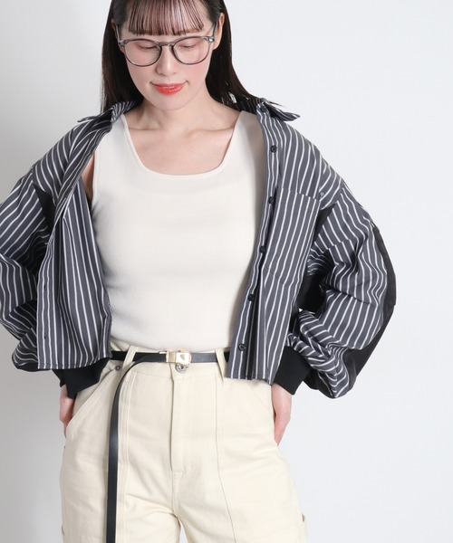 cepo（セポ）の「〈前後2way〉ソウバリニットタンクトップ（タンクトップ・レディース・ダークブラウン/ホワイト系その他/オフホワイト・M）」の2枚目の写真