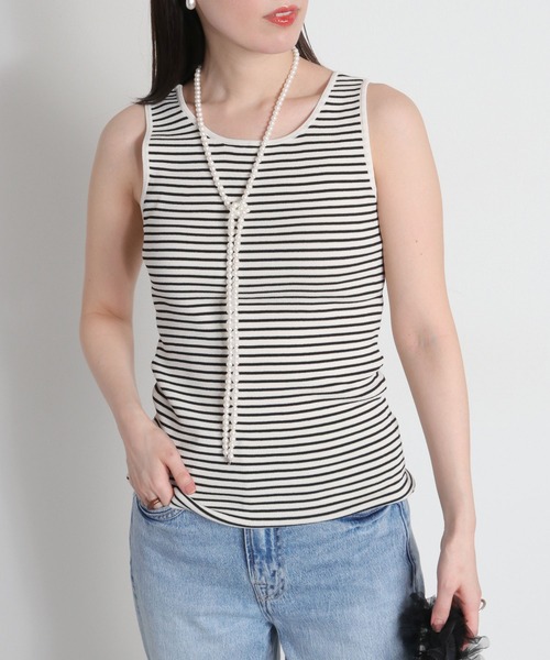 cepo（セポ）の「〈前後2way〉ソウバリニットタンクトップ（タンクトップ・レディース・ダークブラウン/ホワイト系その他/オフホワイト・M）」の13枚目の写真