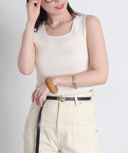 cepo（セポ）の「〈前後2way〉ソウバリニットタンクトップ（タンクトップ・レディース・ダークブラウン/ホワイト系その他/オフホワイト・M）」の8枚目の写真