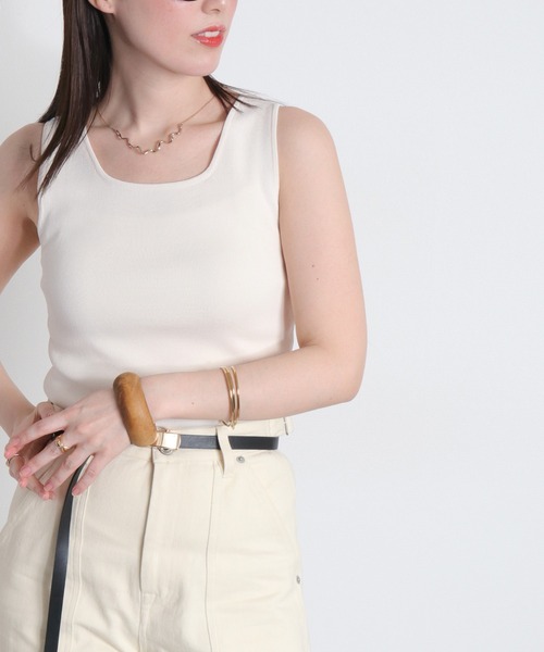 cepo（セポ）の「〈前後2way〉ソウバリニットタンクトップ（タンクトップ・レディース・ダークブラウン/ホワイト系その他/オフホワイト・M）」の9枚目の写真
