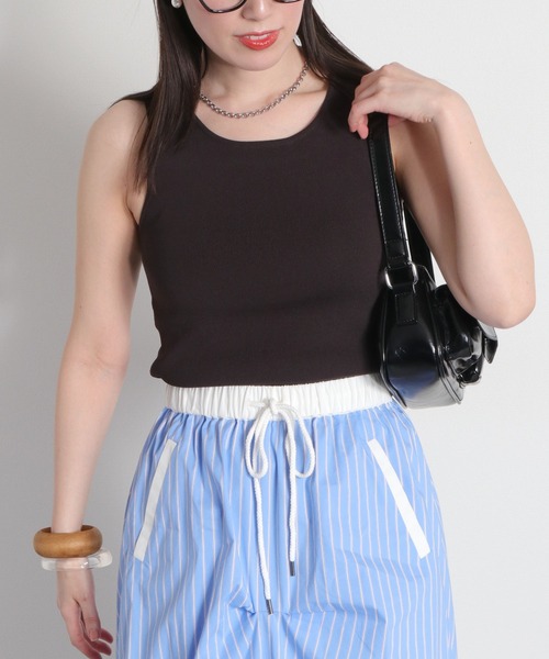 cepo（セポ）の「〈前後2way〉ソウバリニットタンクトップ（タンクトップ・レディース・ダークブラウン/ホワイト系その他/オフホワイト・M）」の21枚目の写真