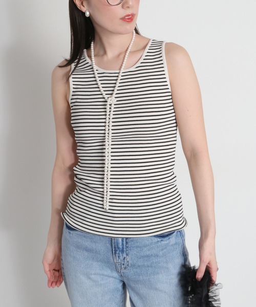 cepo（セポ）の「〈前後2way〉ソウバリニットタンクトップ（タンクトップ・レディース・ダークブラウン/ホワイト系その他/オフホワイト・M）」の15枚目の写真