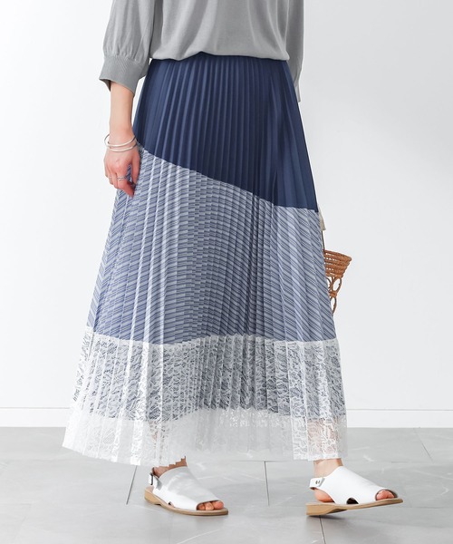 n'OrLABEL（ノアールレーベル）の「『異素材プリーツ切替スカート』（スカート・レディース・ブラック/ネイビー・FREE）」の9枚目の写真