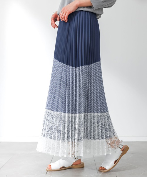 n'OrLABEL（ノアールレーベル）の「『異素材プリーツ切替スカート』（スカート・レディース・ブラック/ネイビー・FREE）」の10枚目の写真