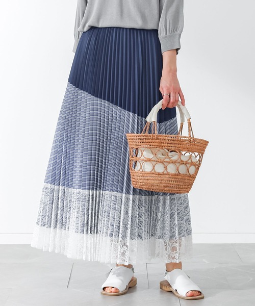 n'OrLABEL（ノアールレーベル）の「『異素材プリーツ切替スカート』（スカート・レディース・ブラック/ネイビー・FREE）」の11枚目の写真