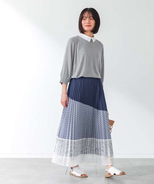 n'OrLABEL（ノアールレーベル）の「『異素材プリーツ切替スカート』（スカート・レディース・ブラック/ネイビー・FREE）」の13枚目の写真