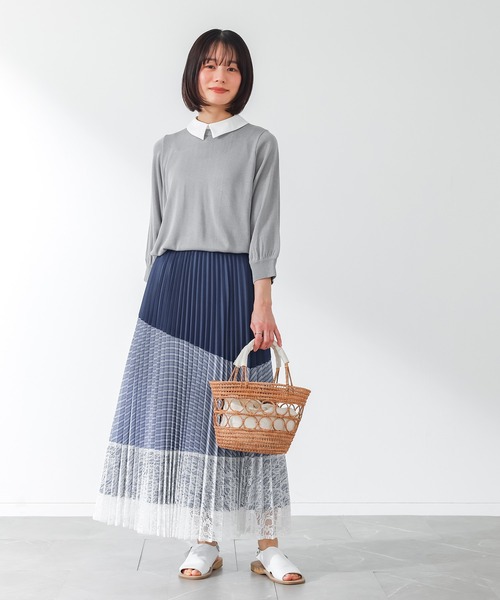 n'OrLABEL（ノアールレーベル）の「『異素材プリーツ切替スカート』（スカート・レディース・ブラック/ネイビー・FREE）」の14枚目の写真