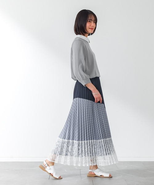 n'OrLABEL（ノアールレーベル）の「『異素材プリーツ切替スカート』（スカート・レディース・ブラック/ネイビー・FREE）」の15枚目の写真