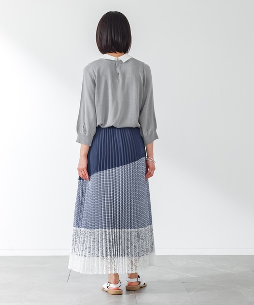 n'OrLABEL（ノアールレーベル）の「『異素材プリーツ切替スカート』（スカート・レディース・ブラック/ネイビー・FREE）」の16枚目の写真