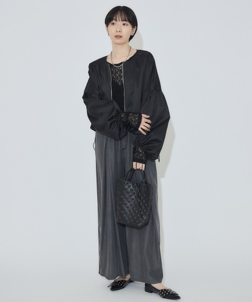 Paradise Picnic（パラダイスピクニック）の「ノーカラードロストブルゾン（ブルゾン・レディース・ベージュ/ブラック・FREE）」の9枚目の写真