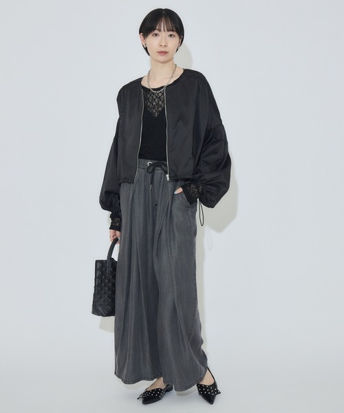 Paradise Picnic（パラダイスピクニック）の「ノーカラードロストブルゾン（ブルゾン・レディース・ベージュ/ブラック・FREE）」の7枚目の写真