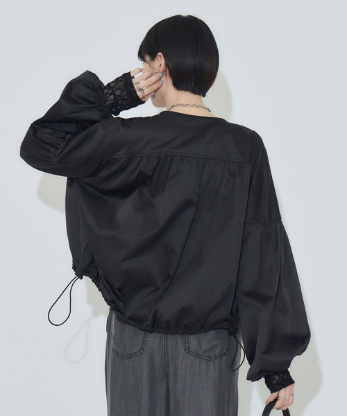 Paradise Picnic（パラダイスピクニック）の「ノーカラードロストブルゾン（ブルゾン・レディース・ベージュ/ブラック・FREE）」の6枚目の写真