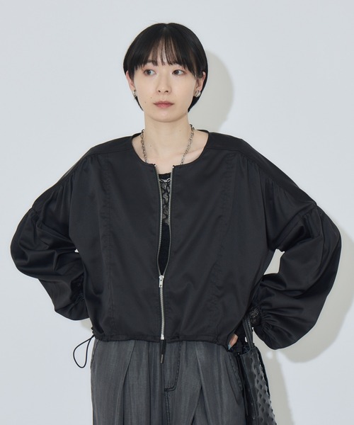 Paradise Picnic（パラダイスピクニック）の「ノーカラードロストブルゾン（ブルゾン・レディース・ベージュ/ブラック・FREE）」の3枚目の写真