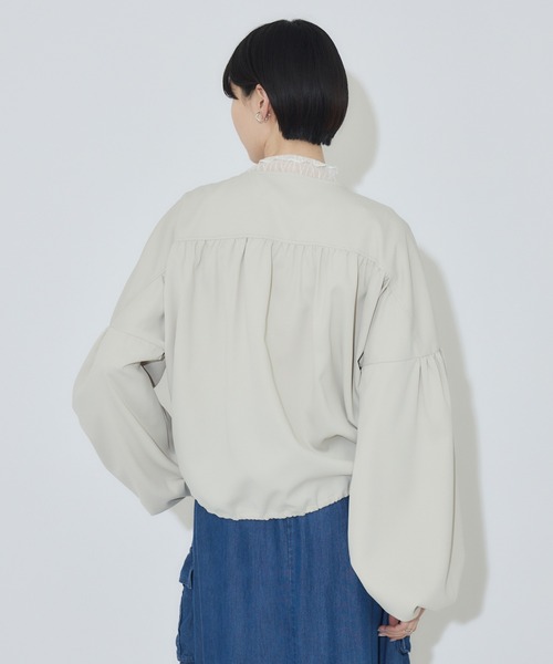 Paradise Picnic（パラダイスピクニック）の「ノーカラードロストブルゾン（ブルゾン・レディース・ベージュ/ブラック・FREE）」の15枚目の写真