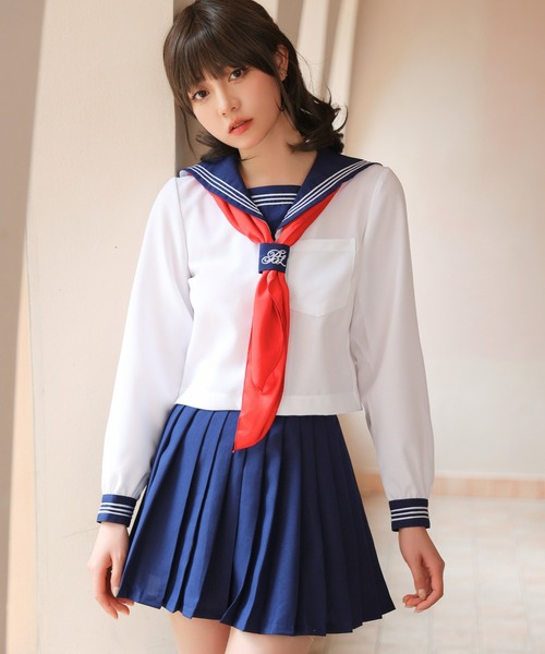 セール】【制服コスプレ3点セット】萌えセーラー服 長袖（手洗い可能