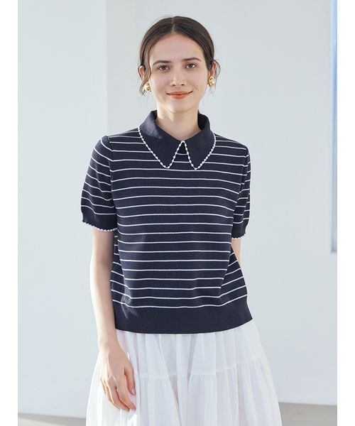 Mila Owen(ミラオーウェン)の「2WAY衿取り外しポロニットプルオーバー(ニット/セーター・レディース・ホワイト/ライトブルー/その他/レッド/ブラック/ネイビー・1/0)」の14枚目の写真