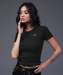 W B PENDANT RIBBED T-SHIRTS [BLACK]