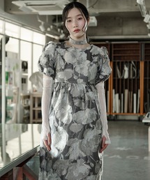 Ezick（エジック）の「3set jaguard puff dress ボウタイツキジャガードパフドレス(レースアームウォーマーセット)（ドレス）」