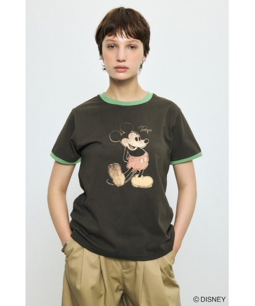 AZUL by moussy(アズールバイマウジー)の「ADプリント半袖リンガーT / MICKEY(Tシャツ/カットソー・レディース・オフホワイト/杢グレー/カーキ・SMALL/MEDIUM)」の3枚目の写真