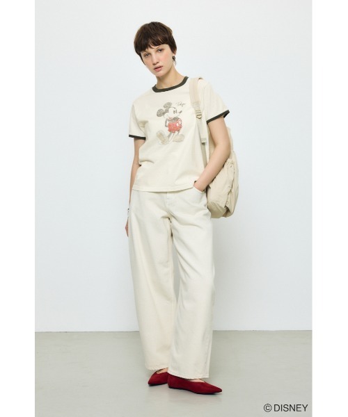 AZUL by moussy(アズールバイマウジー)の「ADプリント半袖リンガーT / MICKEY(Tシャツ/カットソー・レディース・オフホワイト/杢グレー/カーキ・SMALL/MEDIUM)」の7枚目の写真