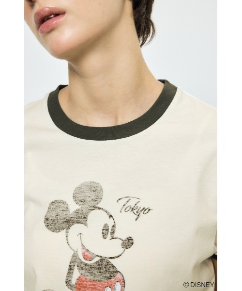 AZUL by moussy(アズールバイマウジー)の「ADプリント半袖リンガーT / MICKEY(Tシャツ/カットソー・レディース・オフホワイト/杢グレー/カーキ・SMALL/MEDIUM)」の8枚目の写真