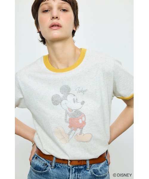 AZUL by moussy(アズールバイマウジー)の「ADプリント半袖リンガーT / MICKEY(Tシャツ/カットソー・レディース・オフホワイト/杢グレー/カーキ・SMALL/MEDIUM)」の17枚目の写真