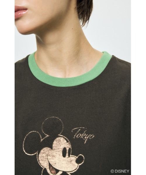 AZUL by moussy(アズールバイマウジー)の「ADプリント半袖リンガーT / MICKEY(Tシャツ/カットソー・レディース・オフホワイト/杢グレー/カーキ・SMALL/MEDIUM)」の14枚目の写真