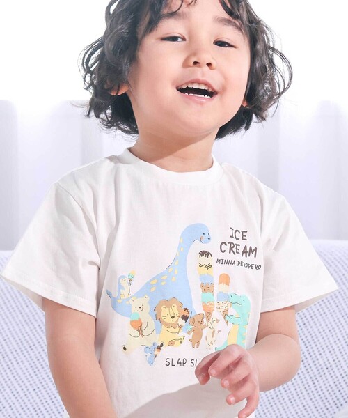 SLAP SLIP（スラップスリップ）の「【スララク/防汚加工/オーガニックコットン】わくわく男の子半袖Tシャツ(80~130cm)（Tシャツ/カットソー・キッズ・ホワイト/グリーン/ホワイト系その他/ベージュ/ネイビー/イエロー/グリーン系その他/ブルー系その他2・80ｃｍ/90cm/110cm/100cm/120cm/130cm）」の2枚目の写真