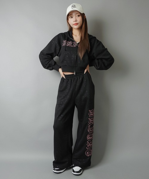 SPINNS（スピンズ）の「ラメ入り裏毛スウェットパンツ/セットアップ対応（スウェットパンツ・レディース・ネイビー/オフホワイト/グレー/ブラック・ONESIZE）」の12枚目の写真