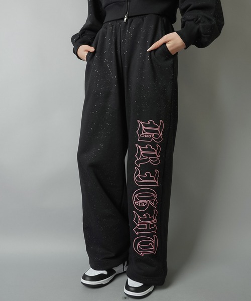 SPINNS（スピンズ）の「ラメ入り裏毛スウェットパンツ/セットアップ対応（スウェットパンツ・レディース・ネイビー/オフホワイト/グレー/ブラック・ONESIZE）」の6枚目の写真