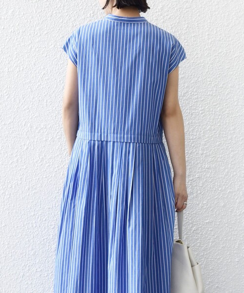 SHIPS（シップス）の「【WEB限定】〈手洗い可能〉ストライプ サイド タック ワンピース（ワンピース・レディース・ブラウン/ネイビー/ライトブルー・ONE SIZE）」の12枚目の写真