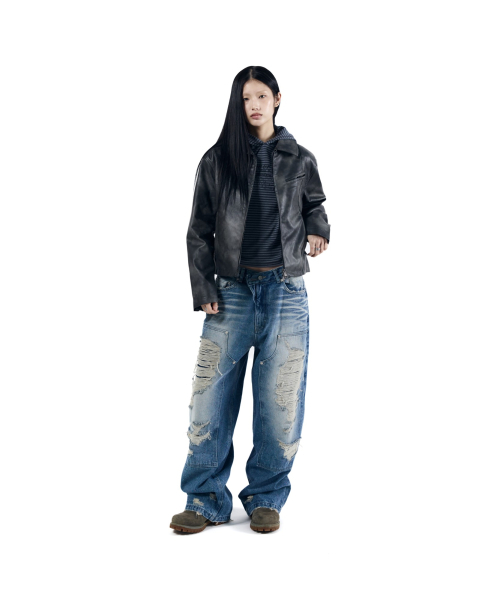 AAKAM(アーカム)の「Destroyed Double Knee Denim Pants (Blue)(デニムパンツ・レディース・その他・1/2)」の10枚目の写真