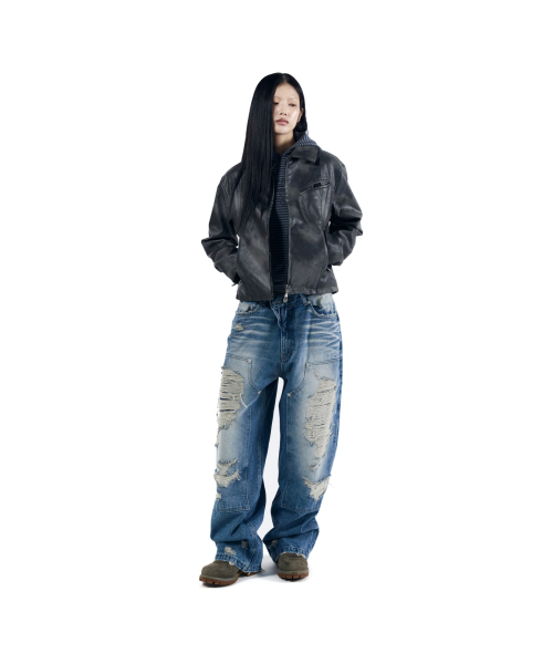 AAKAM(アーカム)の「Destroyed Double Knee Denim Pants (Blue)(デニムパンツ・レディース・その他・1/2)」の9枚目の写真