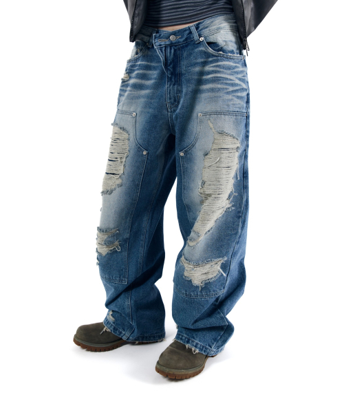 AAKAM(アーカム)の「Destroyed Double Knee Denim Pants (Blue)(デニムパンツ・レディース・その他・1/2)」の8枚目の写真
