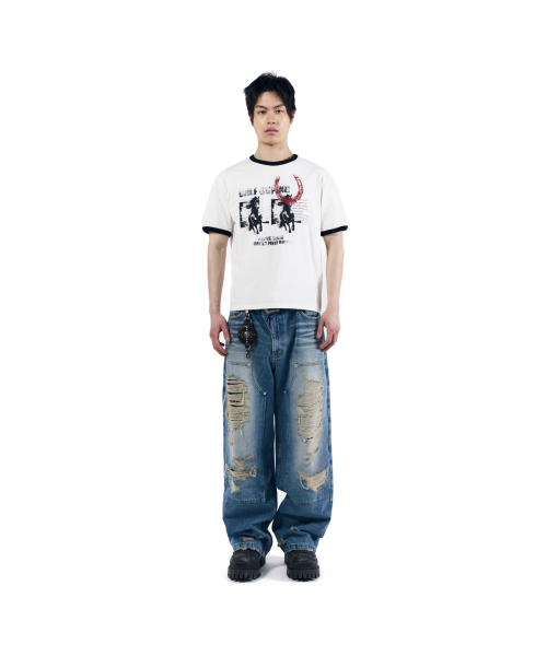 AAKAM(アーカム)の「Destroyed Double Knee Denim Pants (Blue)(デニムパンツ・レディース・その他・1/2)」の6枚目の写真