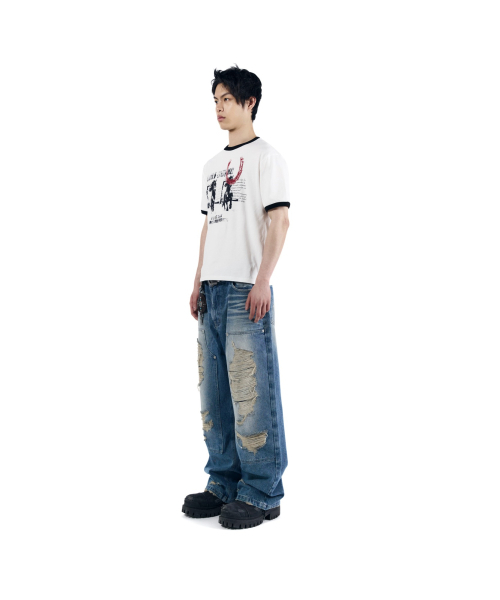 AAKAM(アーカム)の「Destroyed Double Knee Denim Pants (Blue)(デニムパンツ・レディース・その他・1/2)」の5枚目の写真