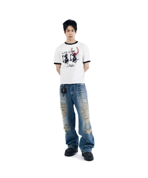 AAKAM(アーカム)の「Destroyed Double Knee Denim Pants (Blue)(デニムパンツ・レディース・その他・1/2)」の3枚目の写真