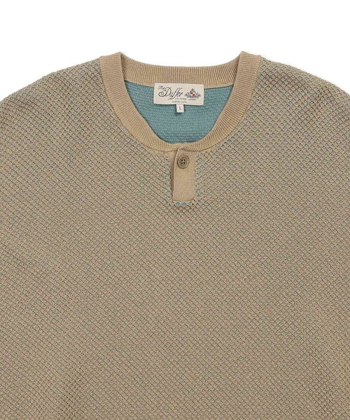 The DUFFER of ST.GEORGE(ザダファーオブセントジョージ)の「BCI COTTON MESH KNIT HENLEY NECK:ヘンリーネック メッシュニット/ BCIコットン / ドライタッチ / サステナブル / 配色ニット(ニット/セーター・メンズ・ブルーグレー/ベージュ/アイボリー・LARGE/MEDIUM/X-LARGE)」の17枚目の写真