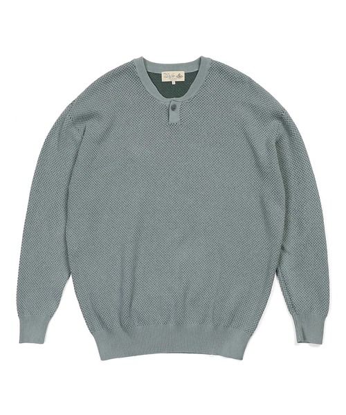 The DUFFER of ST.GEORGE(ザダファーオブセントジョージ)の「BCI COTTON MESH KNIT HENLEY NECK:ヘンリーネック メッシュニット/ BCIコットン / ドライタッチ / サステナブル / 配色ニット(ニット/セーター・メンズ・ブルーグレー/ベージュ/アイボリー・LARGE/MEDIUM/X-LARGE)」の13枚目の写真