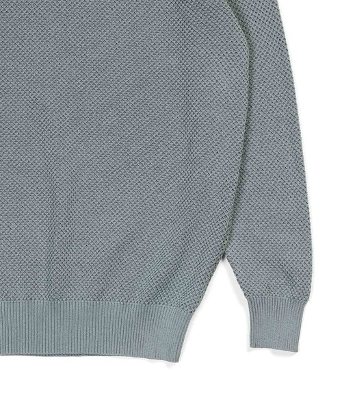 The DUFFER of ST.GEORGE(ザダファーオブセントジョージ)の「BCI COTTON MESH KNIT HENLEY NECK:ヘンリーネック メッシュニット/ BCIコットン / ドライタッチ / サステナブル / 配色ニット(ニット/セーター・メンズ・ブルーグレー/ベージュ/アイボリー・LARGE/MEDIUM/X-LARGE)」の18枚目の写真