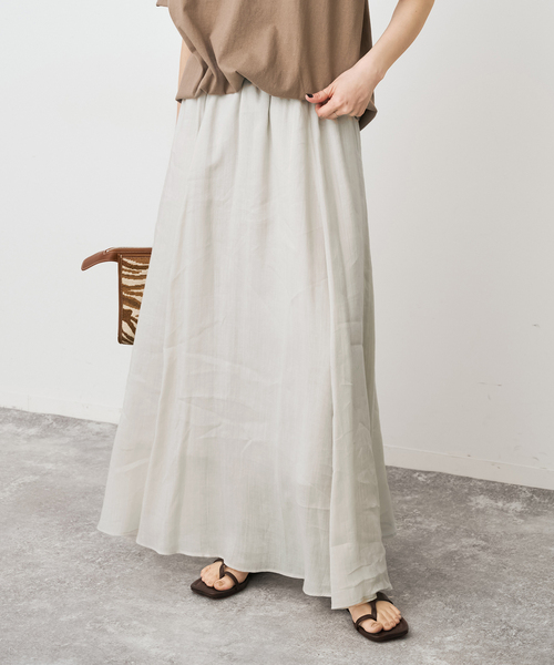 Spick & Span(スピックアンドスパン)の「《セットアップ可 / 》ラミーブレンドギャザーフレアスカート(スカート・レディース・イエロー/ベージュ系その他/ブラウン・38/36)」の13枚目の写真